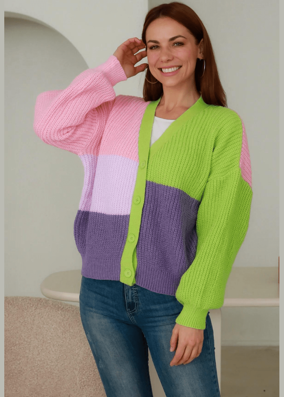 Colour block Knit Cardigan