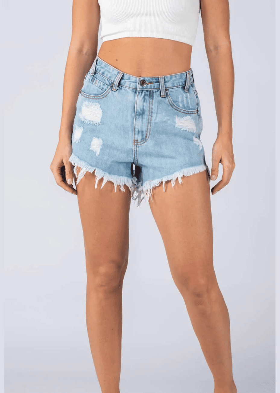 Wakee Acid Wash Denim Shorts