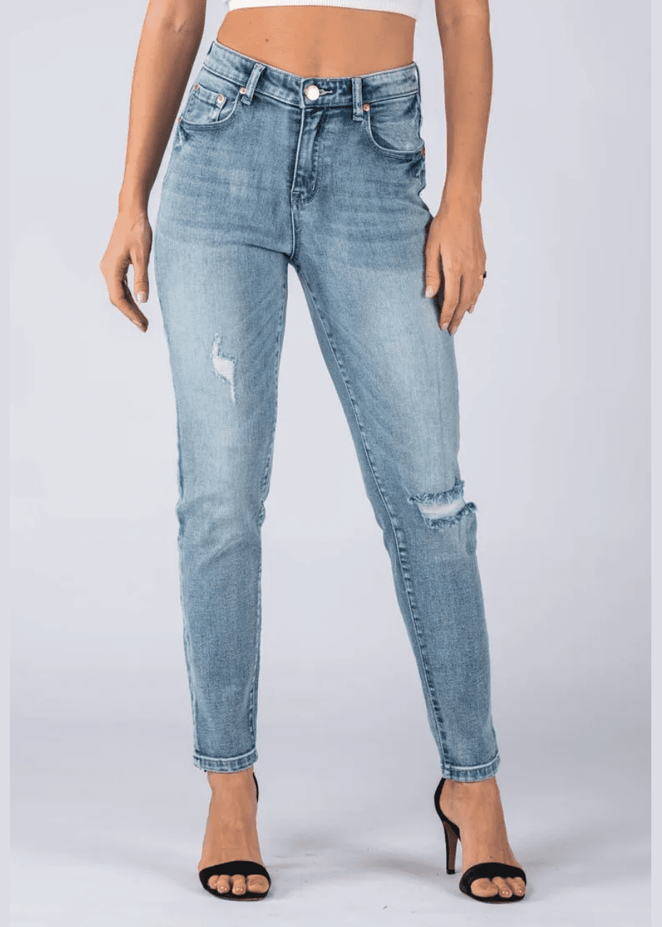 Wakee The Light Distressed Straight Leg Jeans