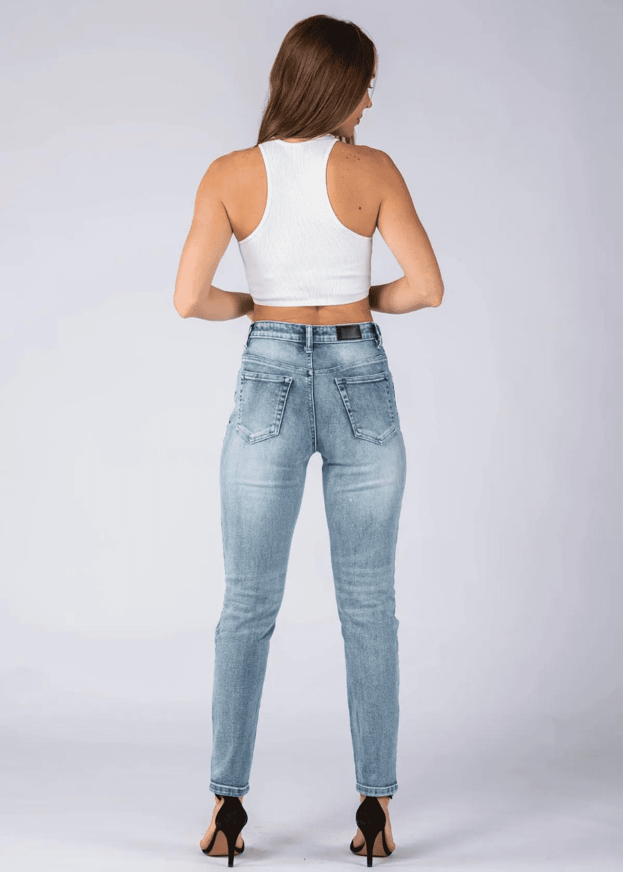 Wakee The Light Distressed Straight Leg Jeans