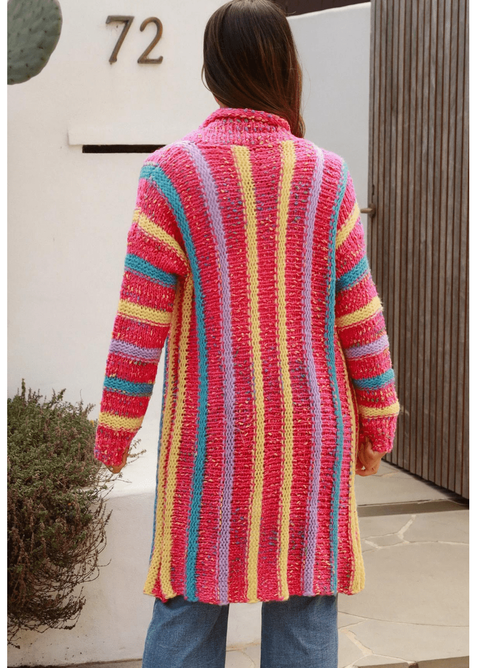 Rainbow Striped Knit Cardigan