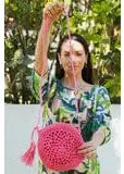 Small Round Woven Handbag - Pink - Elegant Women's Fashion: Dresses, Tops, Knits, Hats, Handbags & More - Rose Tide