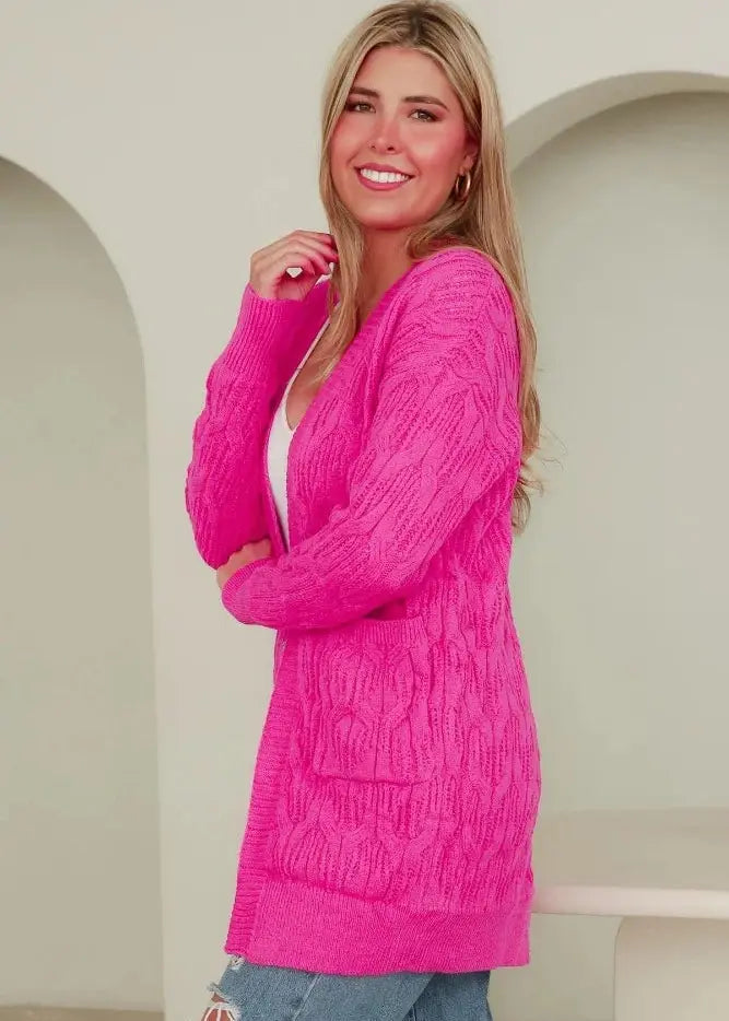 Pink Knit Cardigan - Elegant Women's Fashion: Dresses, Tops, Knits, Hats, Handbags & More - Rose Tide