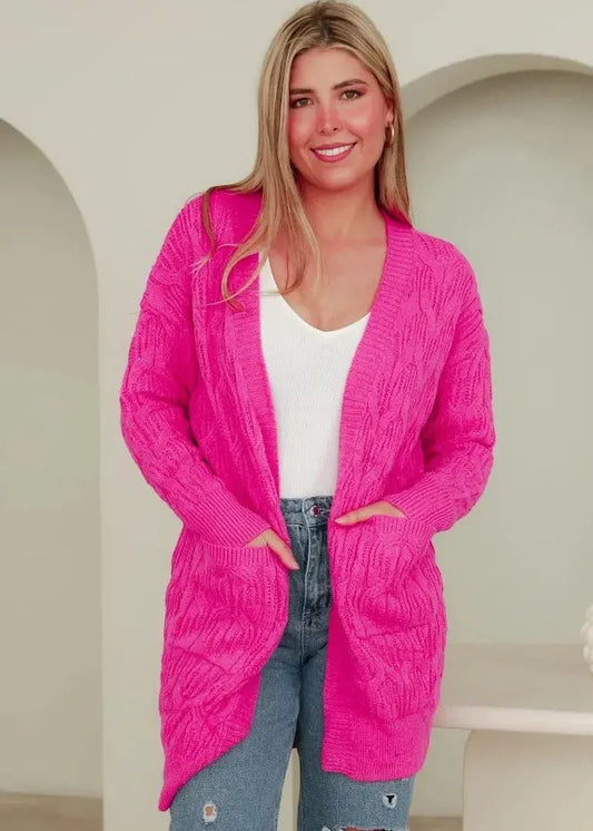 Pink Knit Cardigan - Elegant Women's Fashion: Dresses, Tops, Knits, Hats, Handbags & More - Rose Tide